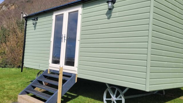 Close up of shepherd hut on angle